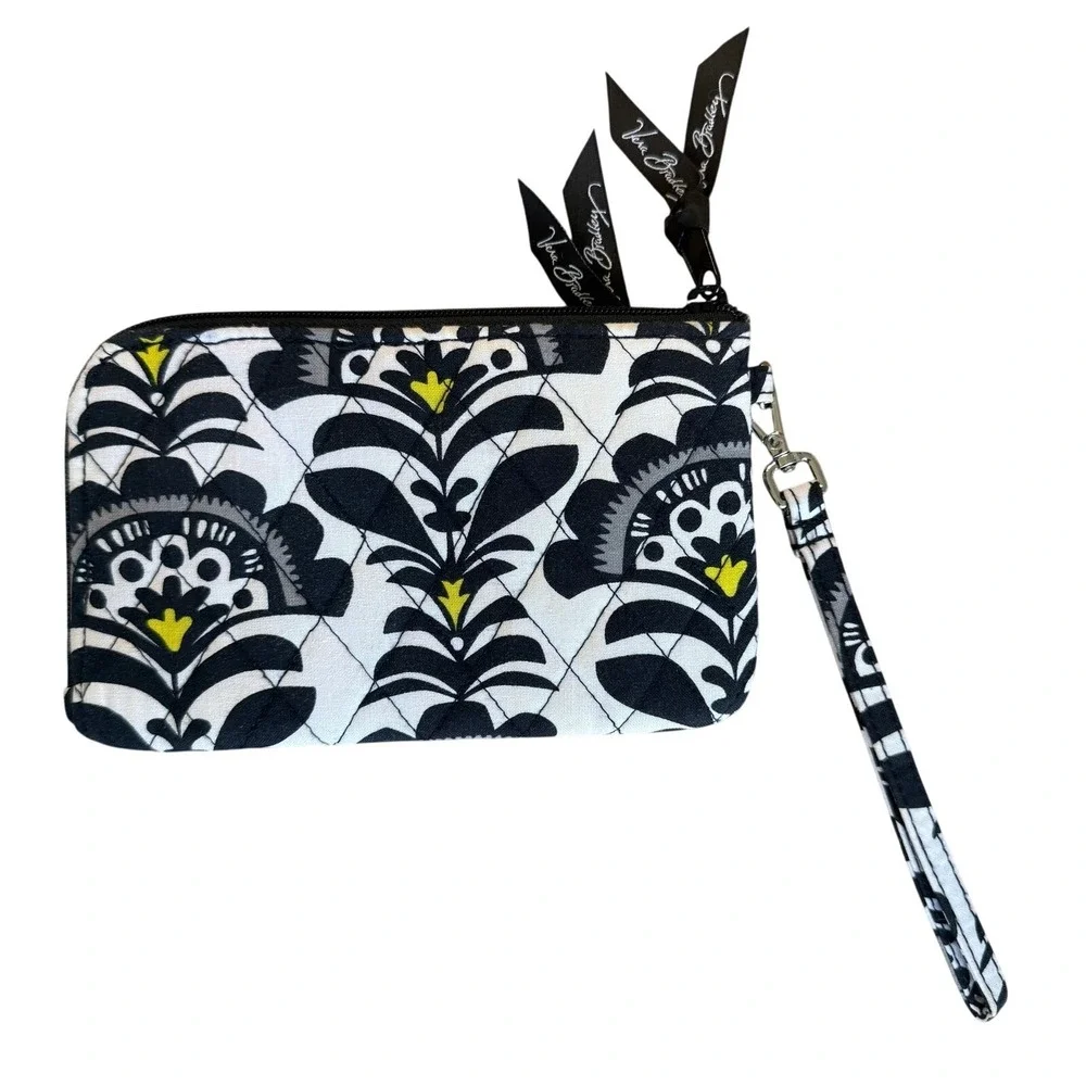 Vera‎ Bradley Tote and Wristlet Set Women Large Black White Floral Nightingale